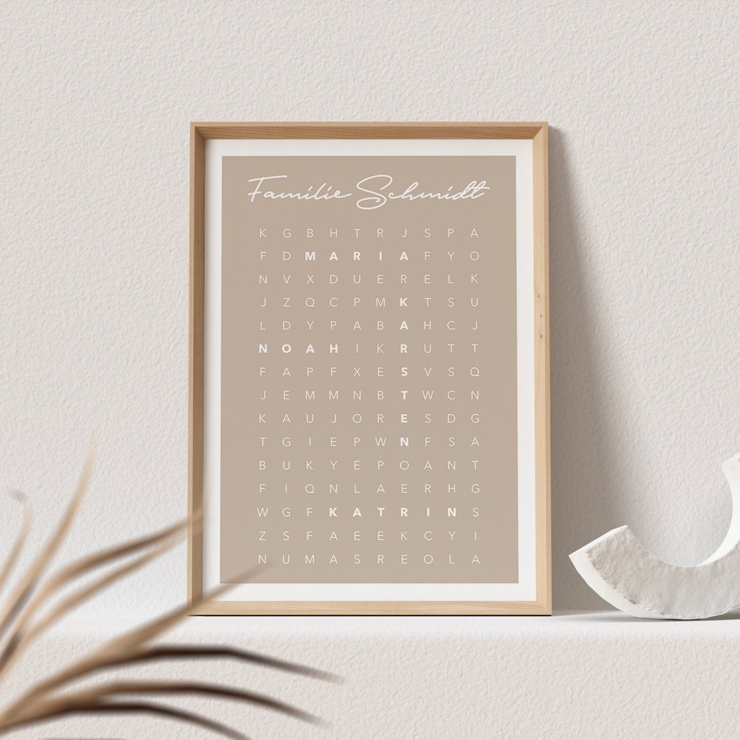 Suchsel Familienposter Personalisiert Familie Poster Buchstabenrätsel Kreuzworträtsel Bild Geschenk | Farbe nach Wunsch