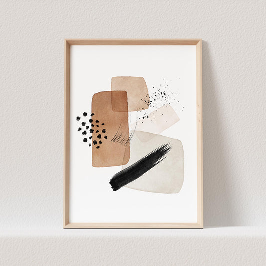 Abstrakte Kunst Poster Beige Boho Minimalistische Formen Print Bild Wandkunst Wanddeko