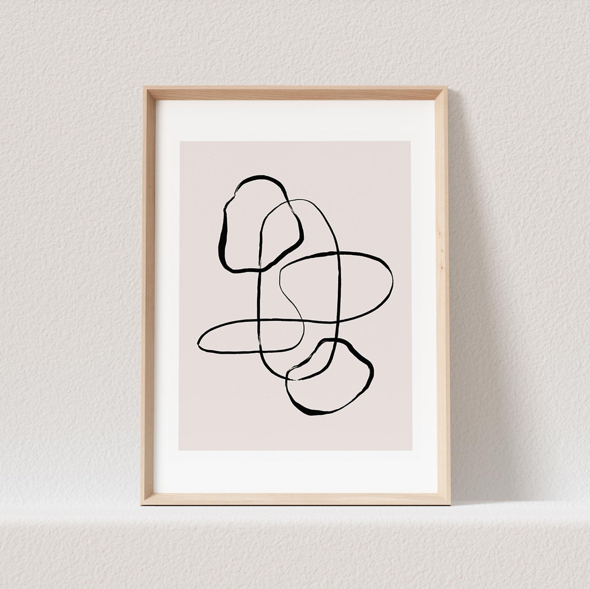 Boho Wanddekoration Abstrakter Kunstdruck in Beige Minimalistische Formen Print Bild Wandkunst Wanddeko