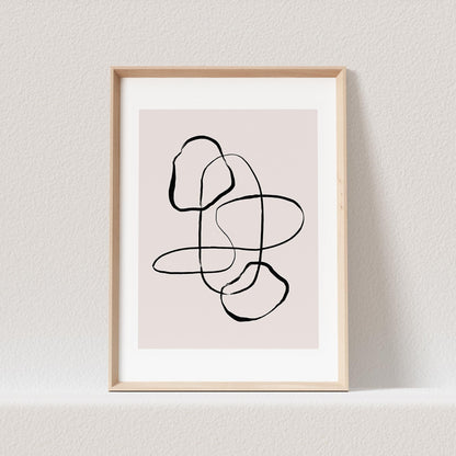 Boho Wanddekoration Abstrakter Kunstdruck in Beige Minimalistische Formen Print Bild Wandkunst Wanddeko