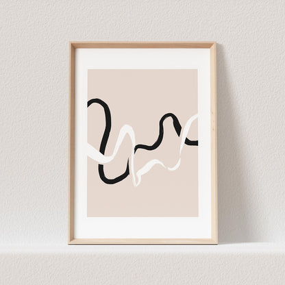 Boho Wanddekoration Abstrakter Kunstdruck in Beige Minimalistischer Print Bild Wandkunst Wanddeko