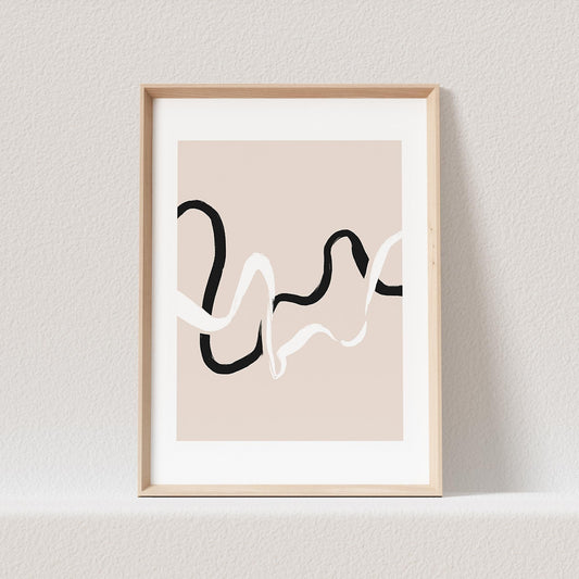 Boho Wanddekoration Abstrakter Kunstdruck in Beige Minimalistischer Print Bild Wandkunst Wanddeko