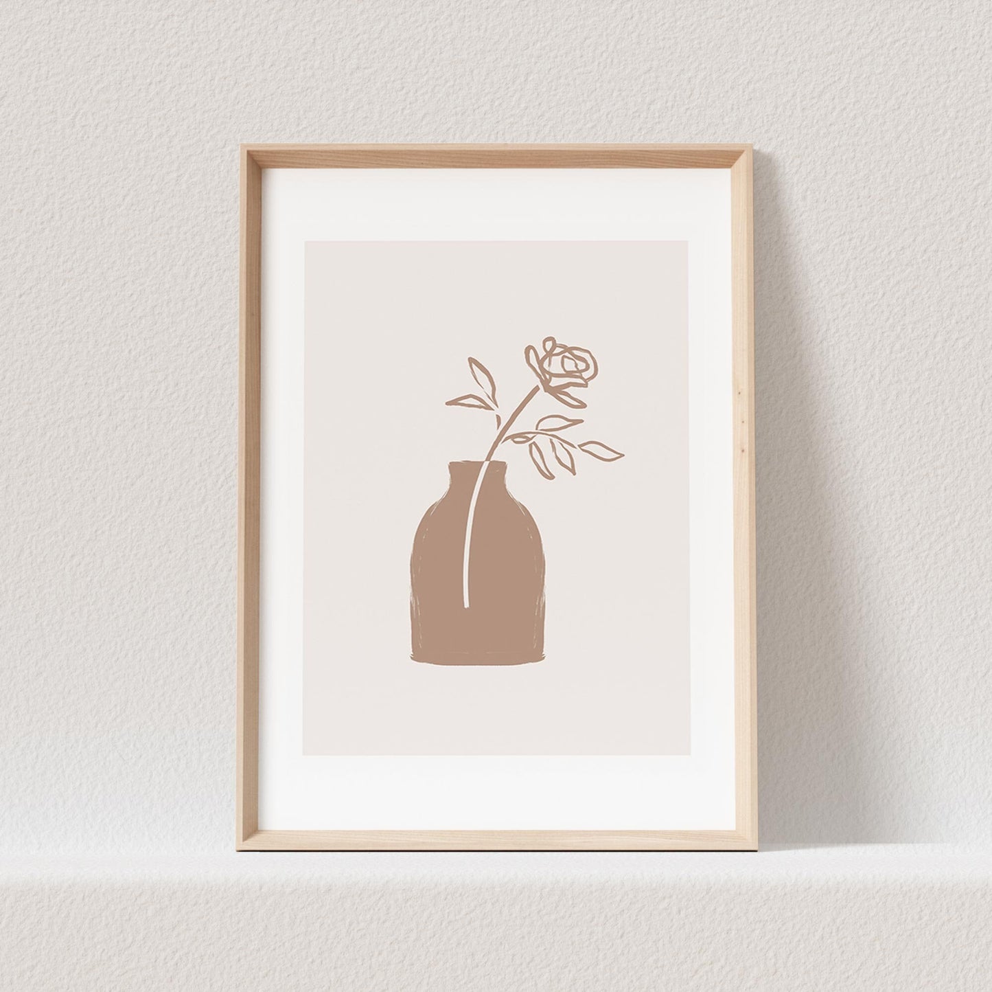 Boho Wanddekoration Poster Blumenvase Abstrakter Kunstdruck in Beige Minimalistischer Print Bild Wandkunst Wanddeko
