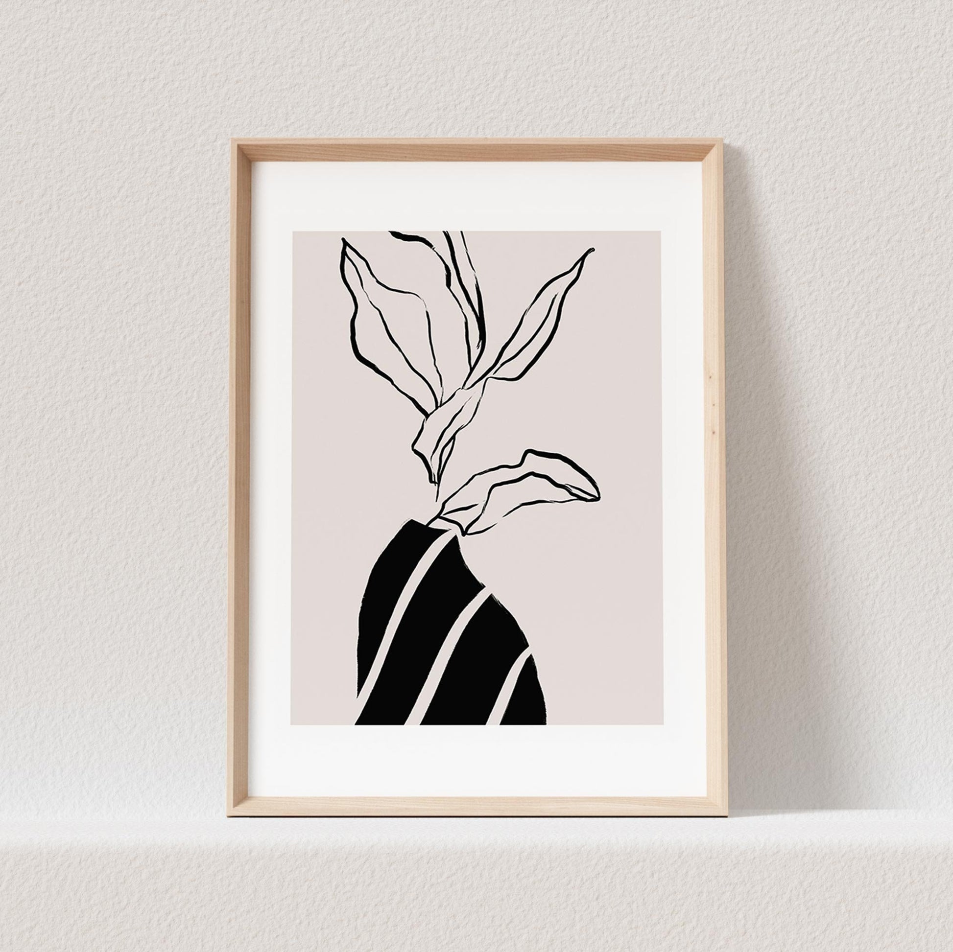 Boho Wanddekoration Poster Blumenvase Abstrakter Kunstdruck in Beige Minimalistischer Print Bild Wandkunst Wanddeko
