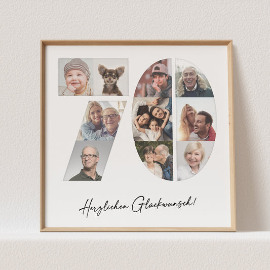 Foto Poster 70. Geburtstag Personalisiert Foto Collage Fotogeschenk 70. Geburtstag Print Geburtstagsgeschenk