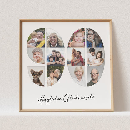 Foto Poster 90. Geburtstag Personalisiert Foto Collage Fotogeschenk 90. Geburtstag Print Geburtstagsgeschenk