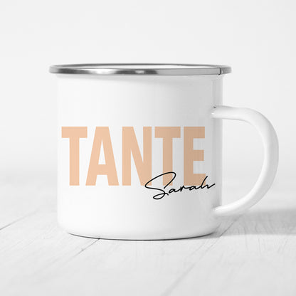Tante Emaille Tasse Keramik Personalisiert mit Namen Verschiedene Farben Tante Geschenk Personalisiert Geburtstagsgeschenk