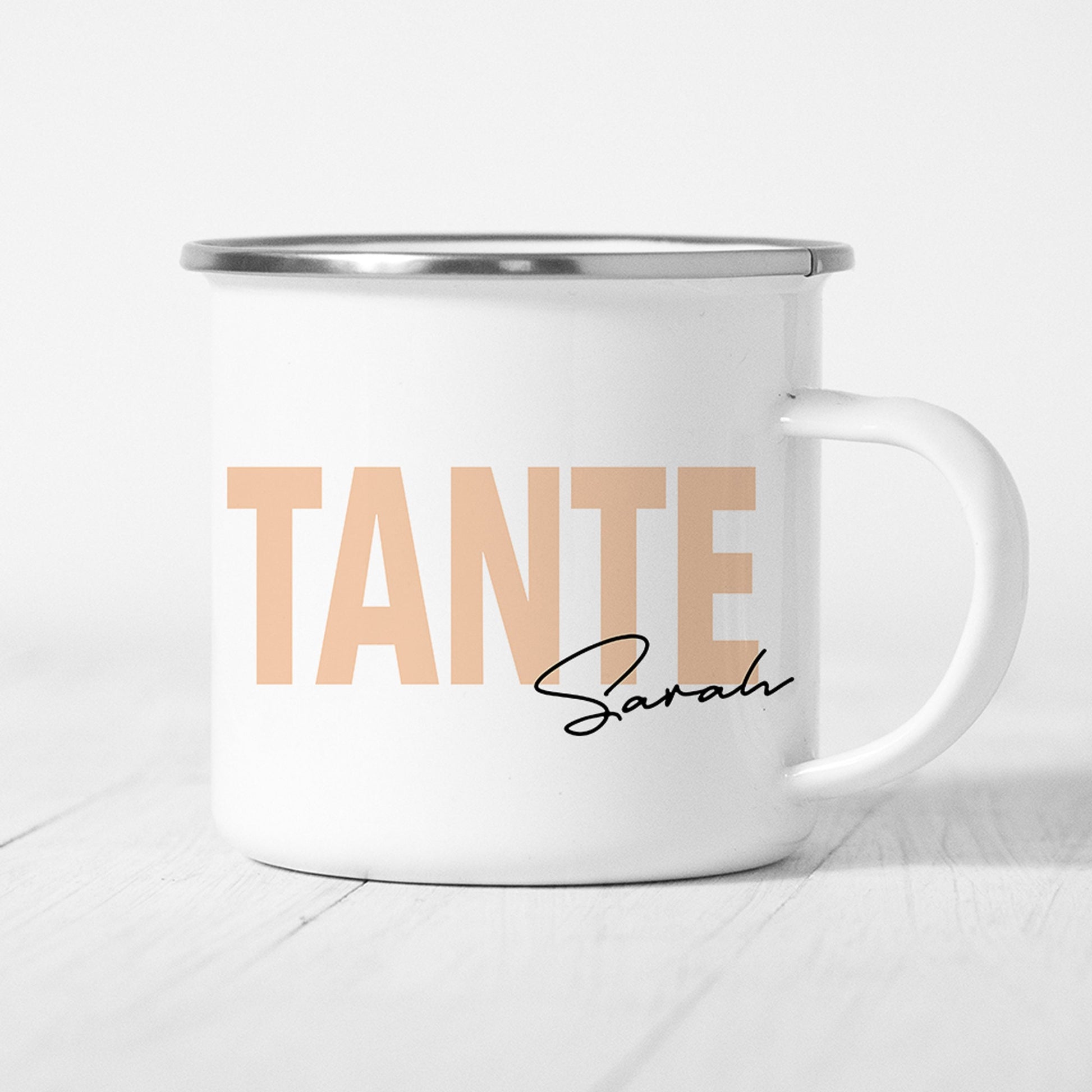 Tante Emaille Tasse Keramik Personalisiert mit Namen Verschiedene Farben Tante Geschenk Personalisiert Geburtstagsgeschenk