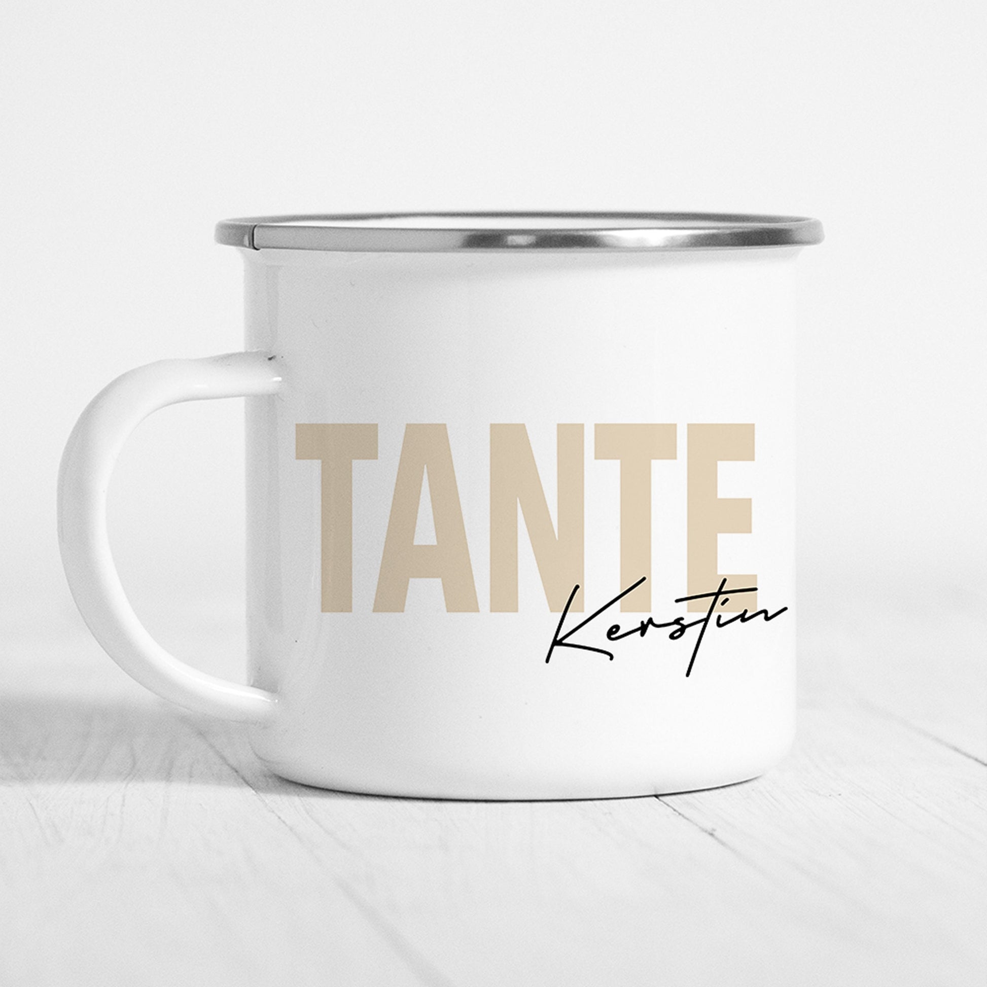 Tante Emaille Tasse Keramik Personalisiert mit Namen Verschiedene Farben Tante Geschenk Personalisiert Geburtstagsgeschenk