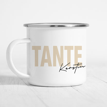 Tante Emaille Tasse Keramik Personalisiert mit Namen Verschiedene Farben Tante Geschenk Personalisiert Geburtstagsgeschenk