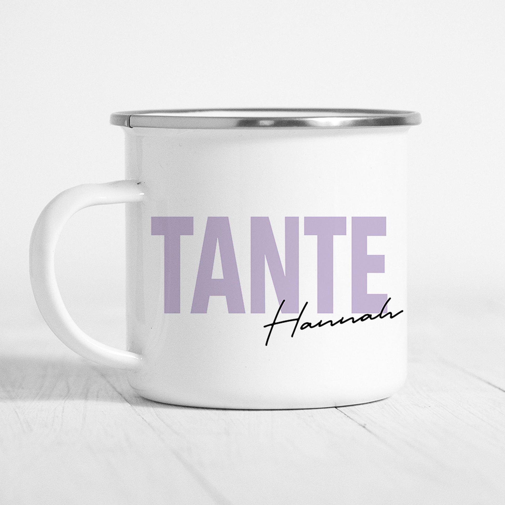 Tante Emaille Tasse Keramik Personalisiert mit Namen Verschiedene Farben Tante Geschenk Personalisiert Geburtstagsgeschenk