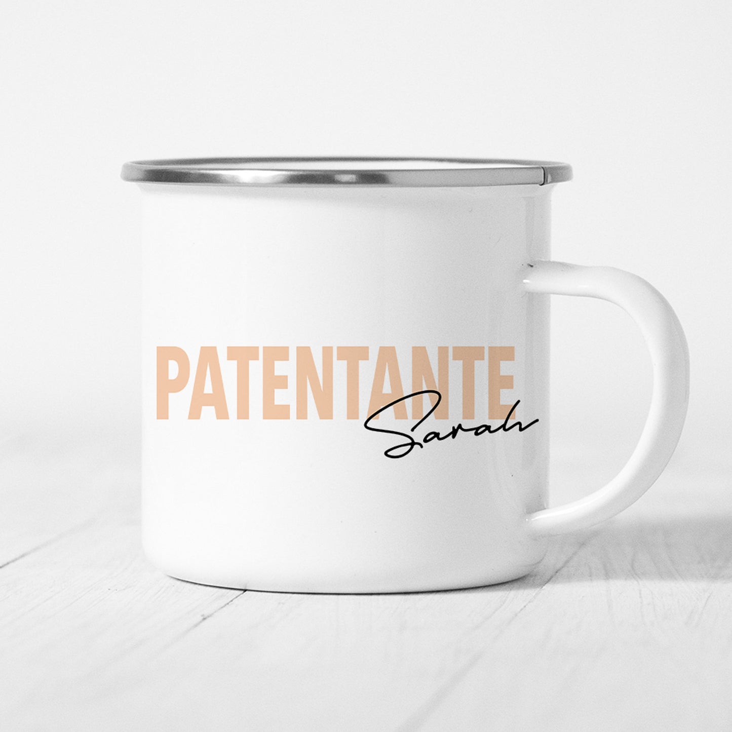 Patentante Tasse Emaille Personalisiert mit Namen Verschiedene Farben Patentante Geschenk Personalisiert Geburtstag