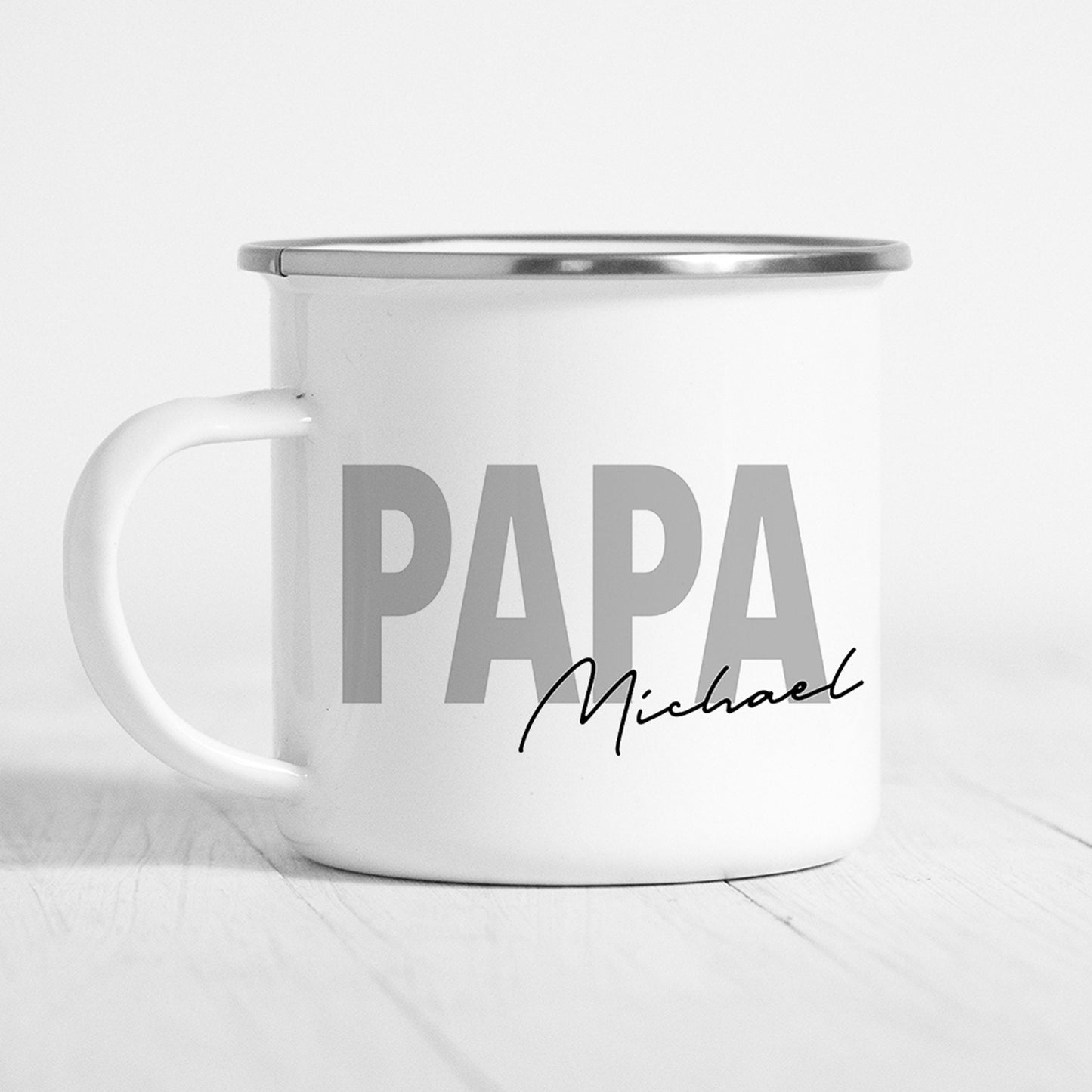 Papa Tasse Emaille Personalisiert mit Namen Verschiedene Farben Vater Geschenk Geburtstag Vatertag Vatertagsgeschenk