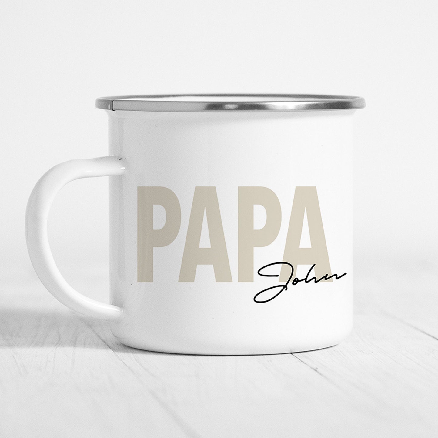 Papa Tasse Emaille Personalisiert mit Namen Verschiedene Farben Vater Geschenk Geburtstag Vatertag Vatertagsgeschenk