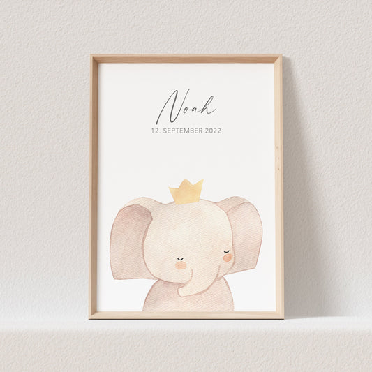 Geburtsposter Elefant Kinderzimmerdeko Babyzimmer Deko Poster Bild Babyparty Geschenk Zur Geburt