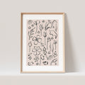Blumen Bild Line Art Poster Beige Boho Abstrakte Kunst Minimalistisch Floraler Kunstdruck