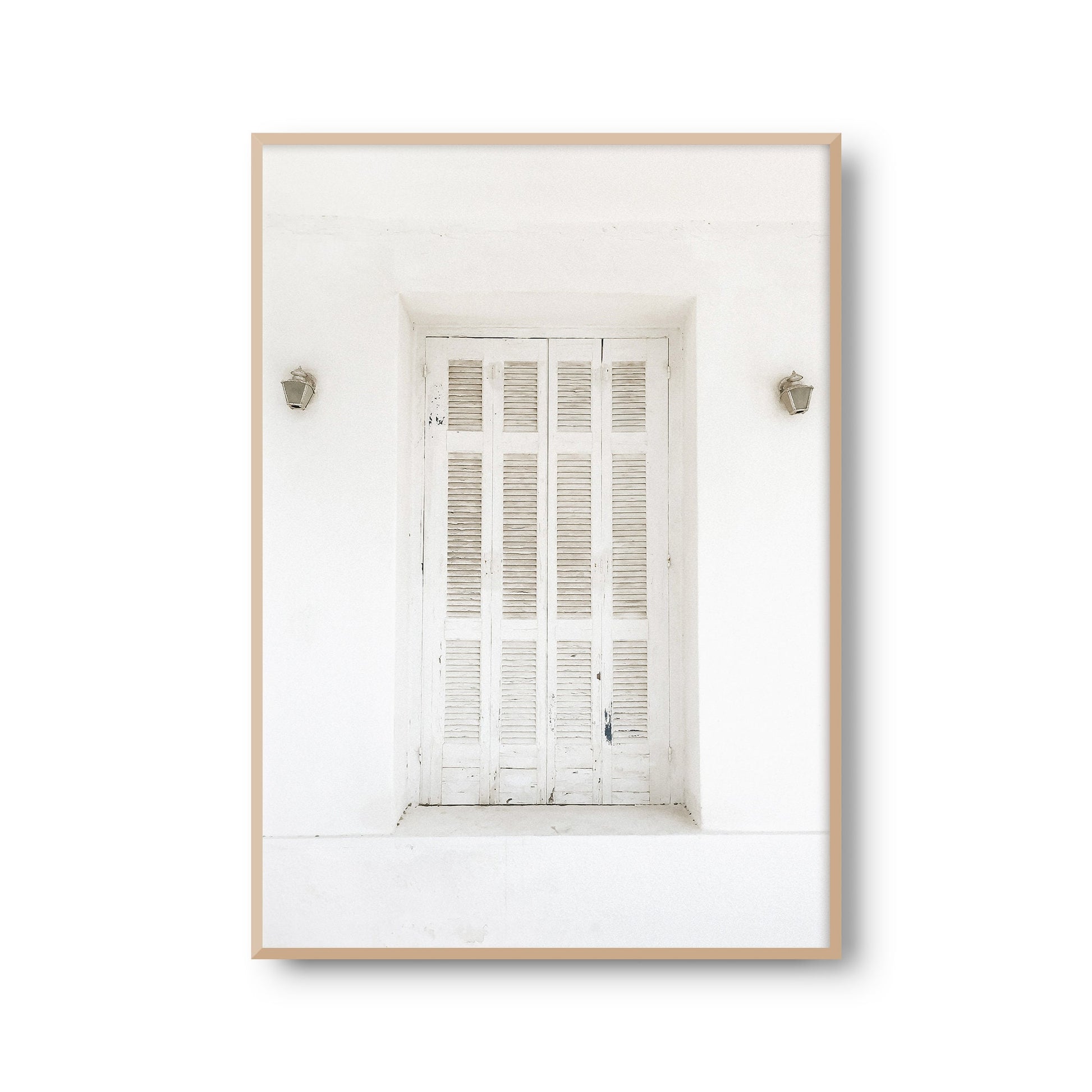 Fotoposter "Weiße Alte Tür" Tor Vintage Fotokunst Fotografie Poster Fotoprint Kunstdruck Bild Wanddeko Foto Wandbild Kunst (OHNE RAHMEN)