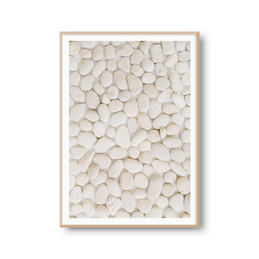 Fotoposter "Weiße Kieselsteine" Beige Steine Poster Fotoprint Kunstdruck Bild Wanddeko Foto Wandbild Kunst (OHNE RAHMEN)