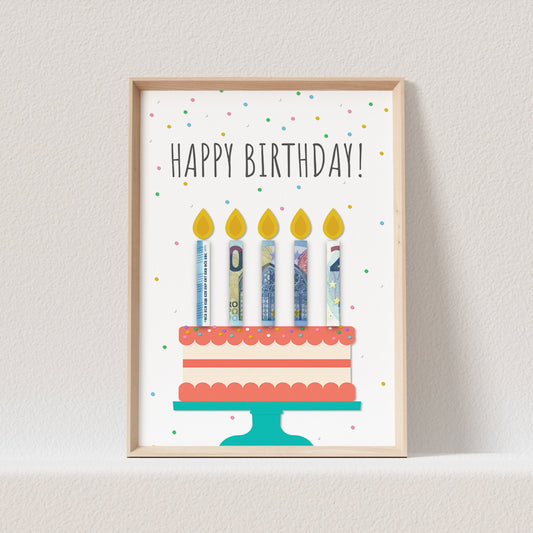 Geldgeschenk Geburtstag Poster Geburtstagsgeschenk Geburtstagsposter Geburtstagstorte Personalisierbar DIN A4 (OHNE RAHMEN)