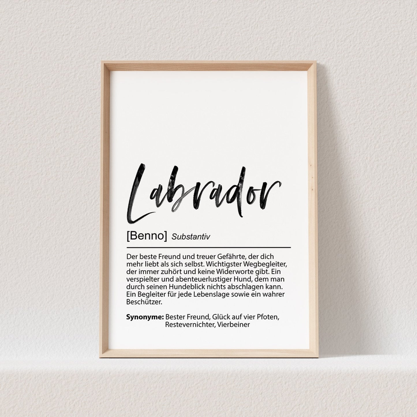 Labrador Geschenk Hundeposter Personalisiert Hundebild Definition Hunde Geschenk für Hundebesitzer (OHNE RAHMEN)
