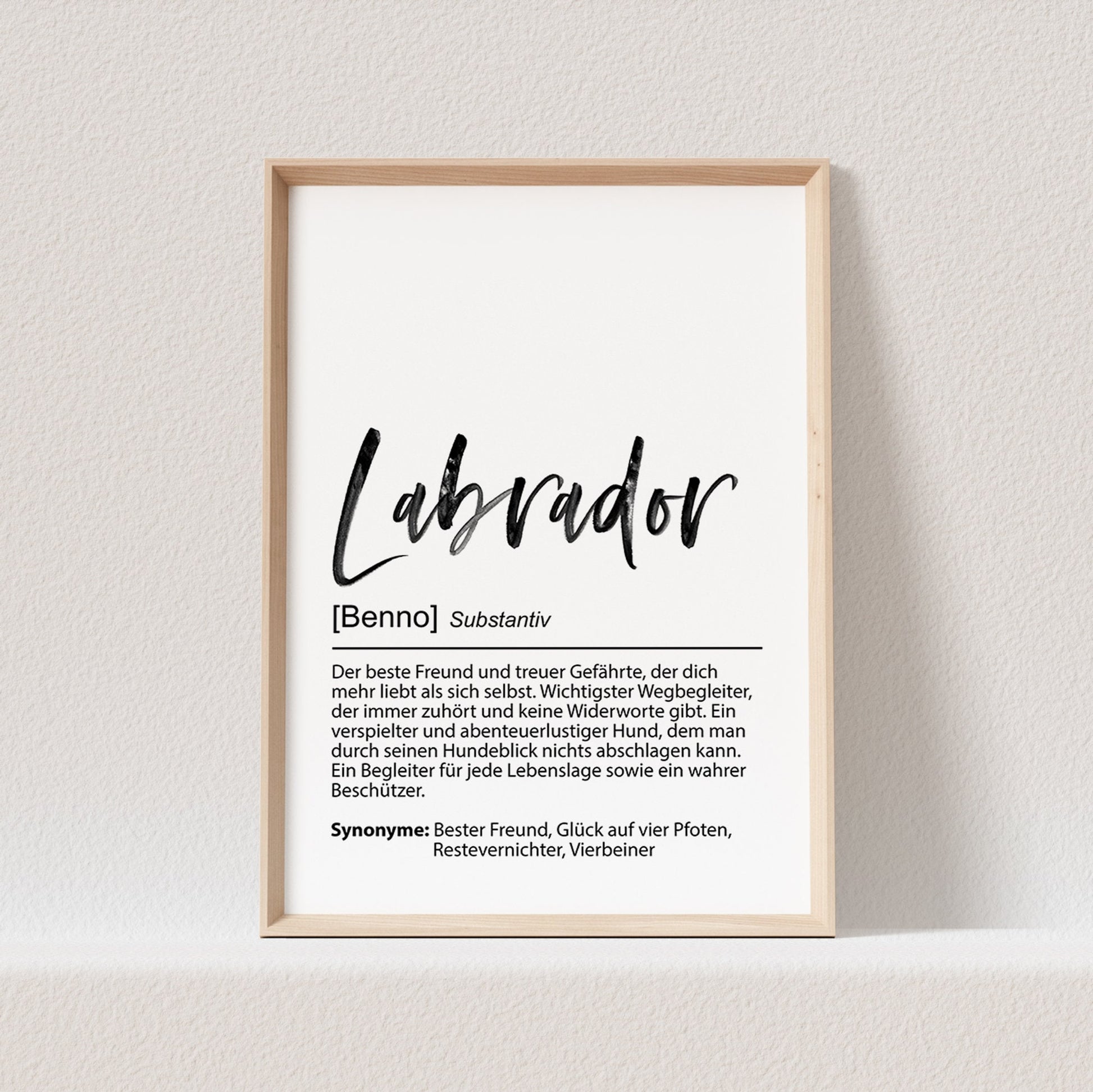 Labrador Geschenk Hundeposter Personalisiert Hundebild Definition Hunde Geschenk für Hundebesitzer (OHNE RAHMEN)