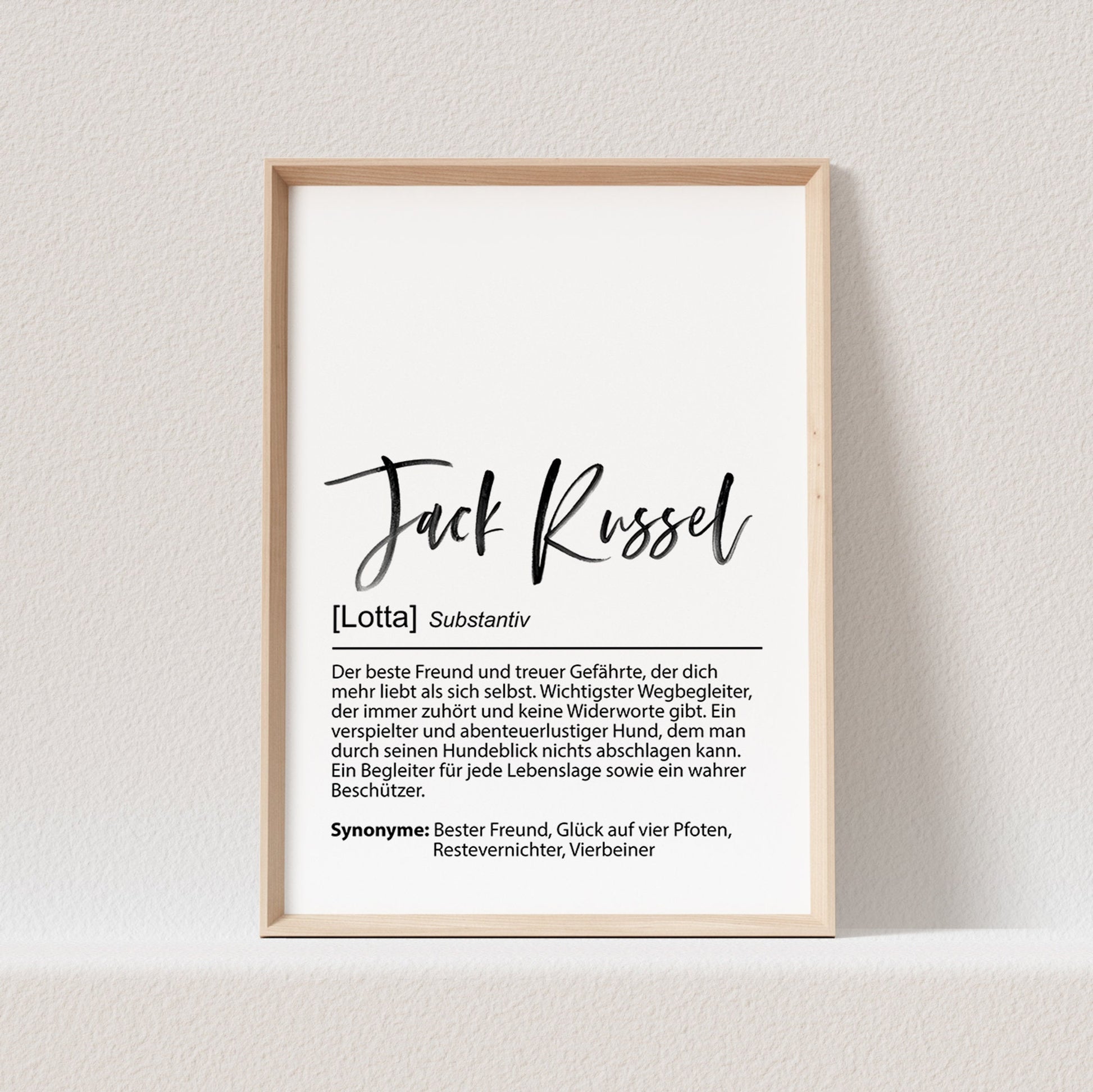 Jack Russell Terrier Geschenk Hundeposter Personalisiert Hundebild Definition Hunde Geschenk für Hundebesitzer (OHNE RAHMEN)