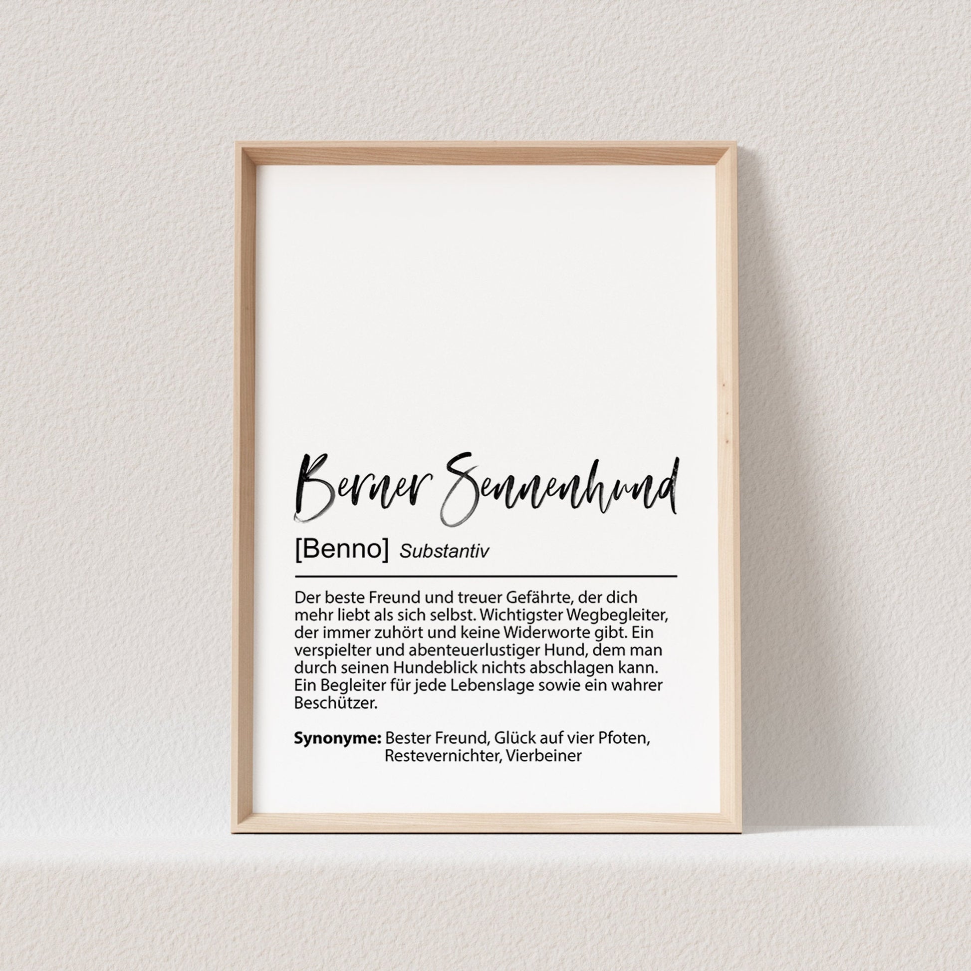 Berner Sennenhund Geschenk Hundeposter Personalisiert Hundebild Definition Hunde Geschenk für Hundebesitzer (OHNE RAHMEN)