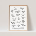 Pasta Poster Nudelsorten Küche Bild Küchenposter Nudeln Küchendekoration (OHNE RAHMEN)