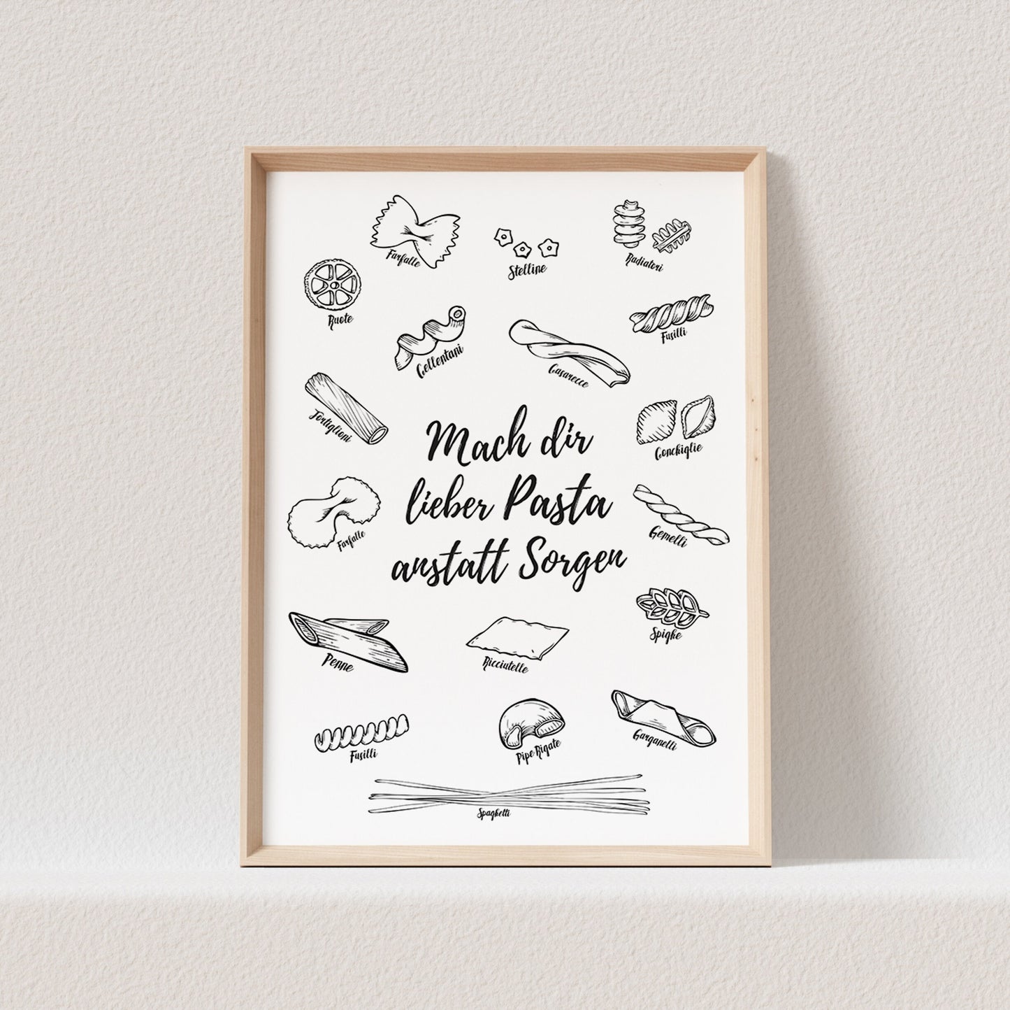 Pasta Poster Küche Bild Lustiges Küchenposter Spruch Nudeln Küchendekoration (OHNE RAHMEN)