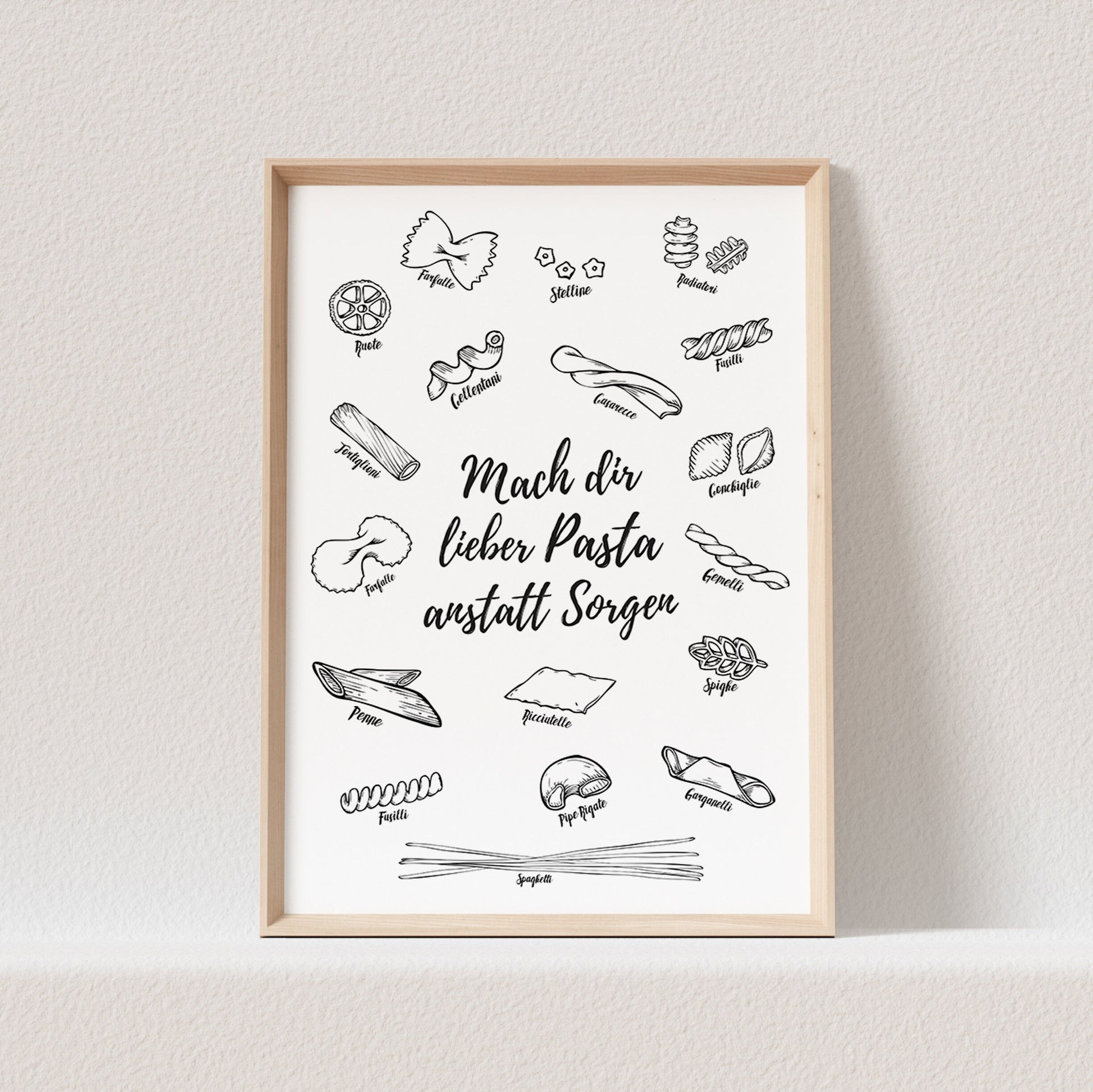 Pasta Poster Küche Bild Lustiges Küchenposter Spruch Nudeln Küchendekoration (OHNE RAHMEN)