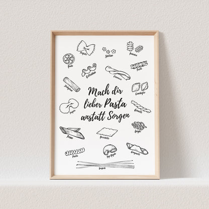 Pasta Poster Küche Bild Lustiges Küchenposter Spruch Nudeln Küchendekoration (OHNE RAHMEN)