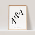 Initialen Poster Personalisiert Jahrestag Geschenk Liebesposter Hochzeitsposter Hochzeitstag Geschenk (OHNE RAHMEN)