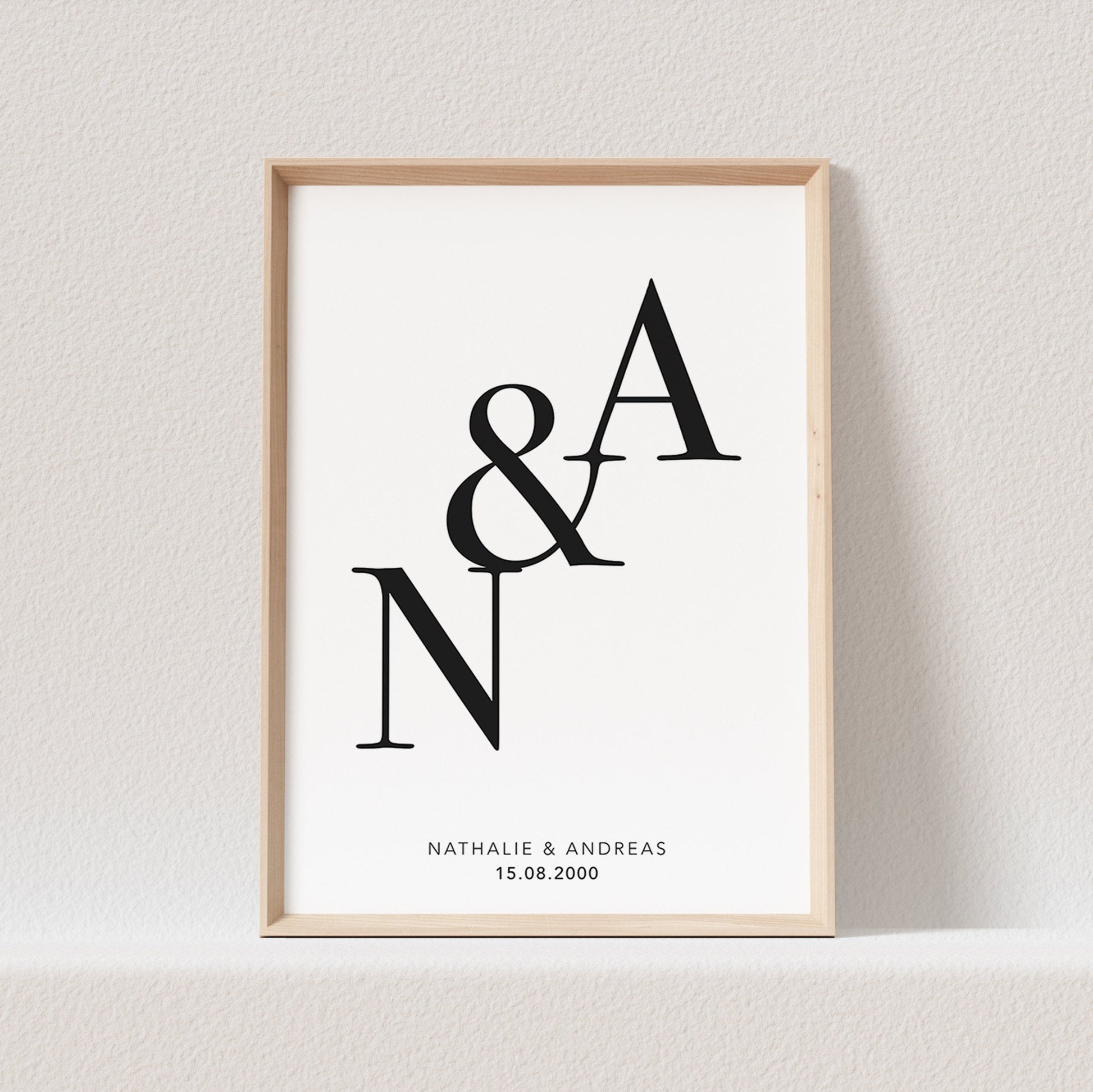 Initialen Poster Personalisiert Jahrestag Geschenk Liebesposter Hochzeitsposter Hochzeitstag Geschenk (OHNE RAHMEN)