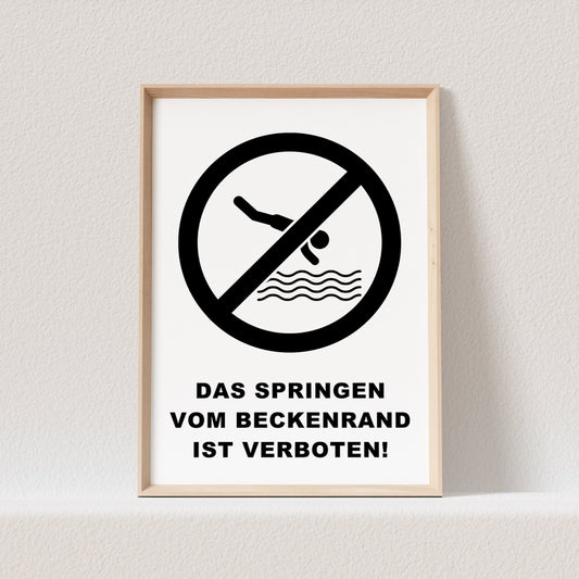 Springen Vom Beckenrand Verboten Poster Badezimmer Deko Bild Toilette Bad (OHNE RAHMEN)