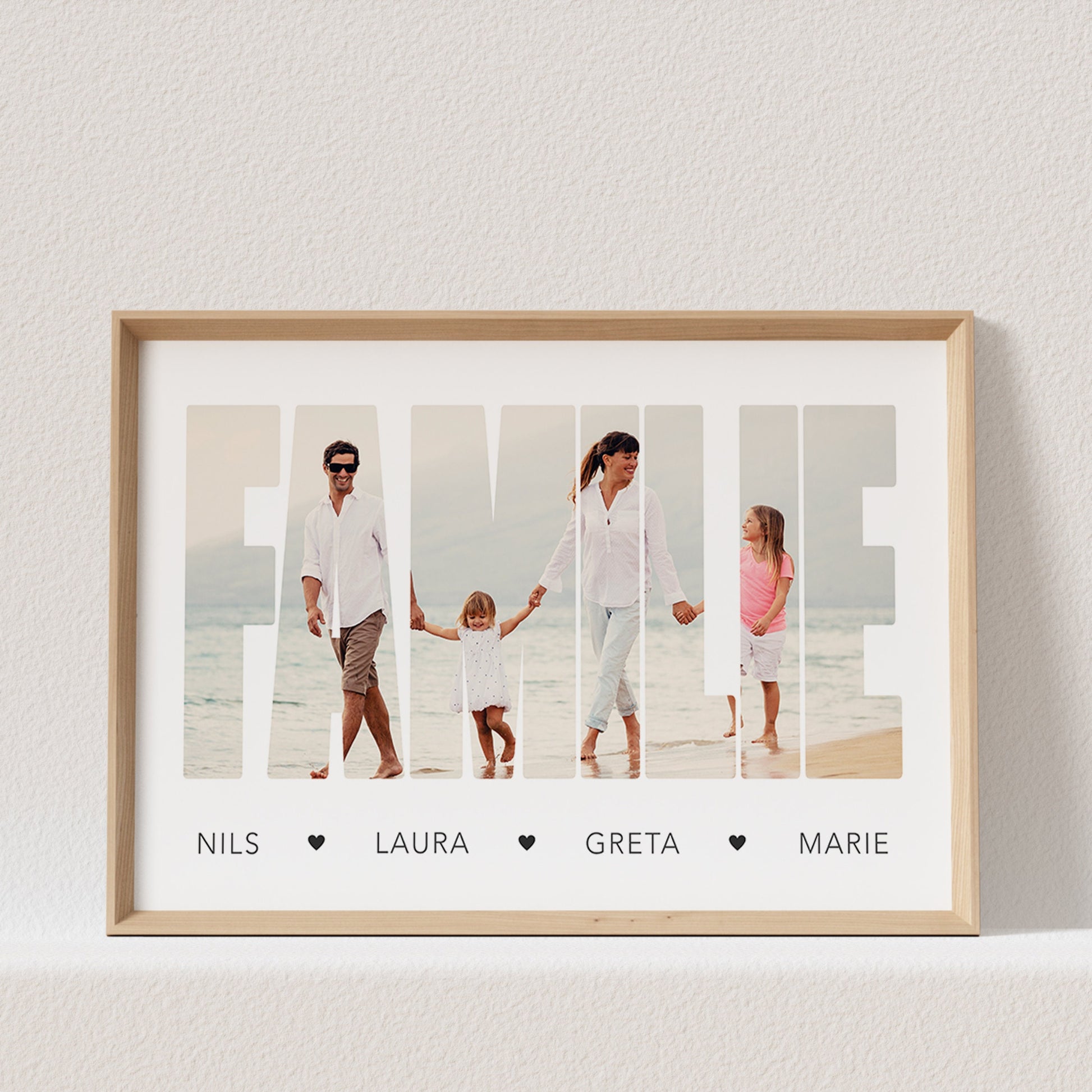 Familie Poster Foto Personalisiert mit Namen und Herzen Fotoposter Bild Familiengeschenk (OHNE RAHMEN)