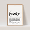 Französische Bulldogge Geschenk Hundeposter Personalisiert Frenchie Hundebild Definition Hunde Geschenk für Hundebesitzer (OHNE RAHMEN)