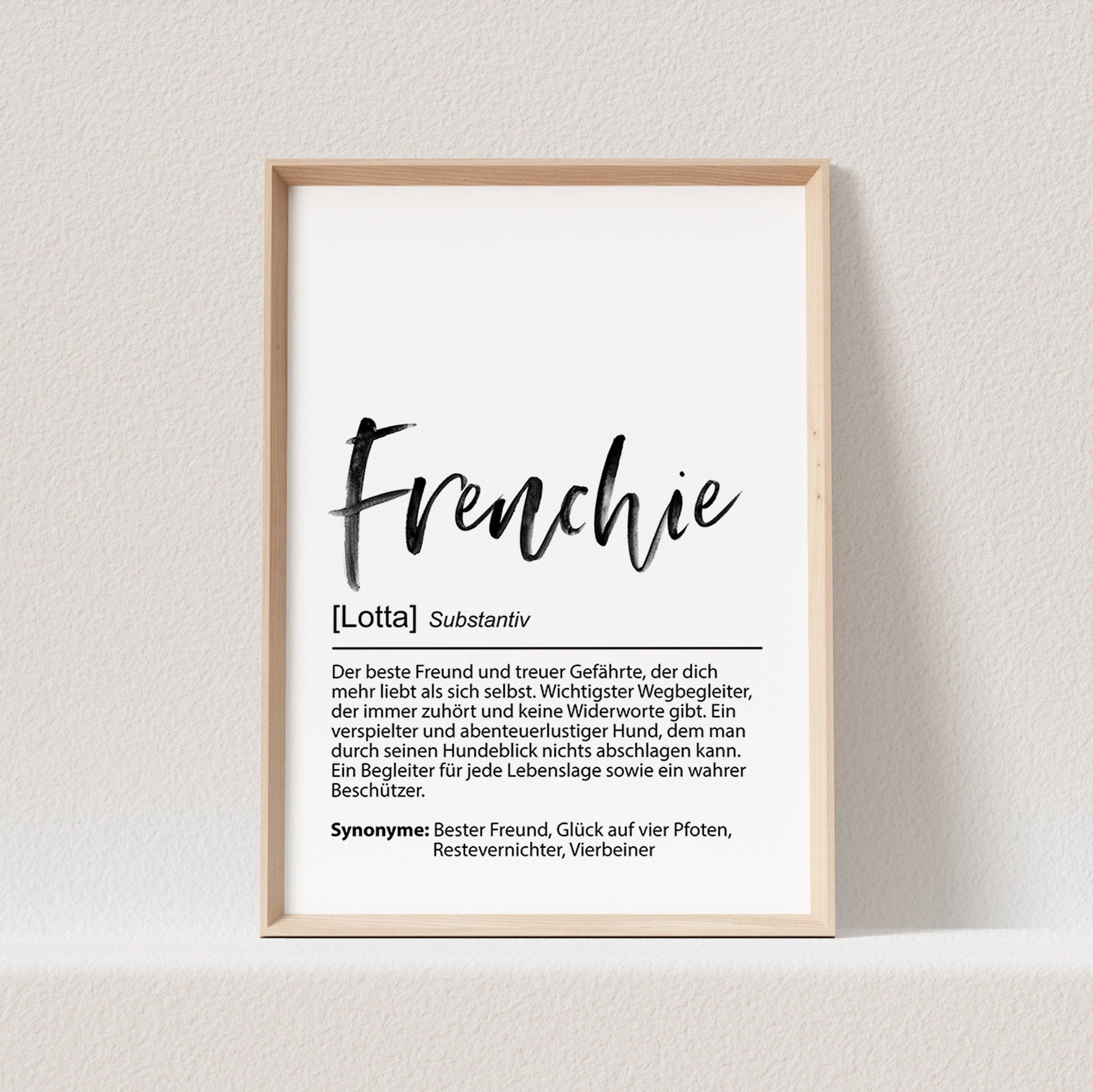 Französische Bulldogge Geschenk Hundeposter Personalisiert Frenchie Hundebild Definition Hunde Geschenk für Hundebesitzer (OHNE RAHMEN)