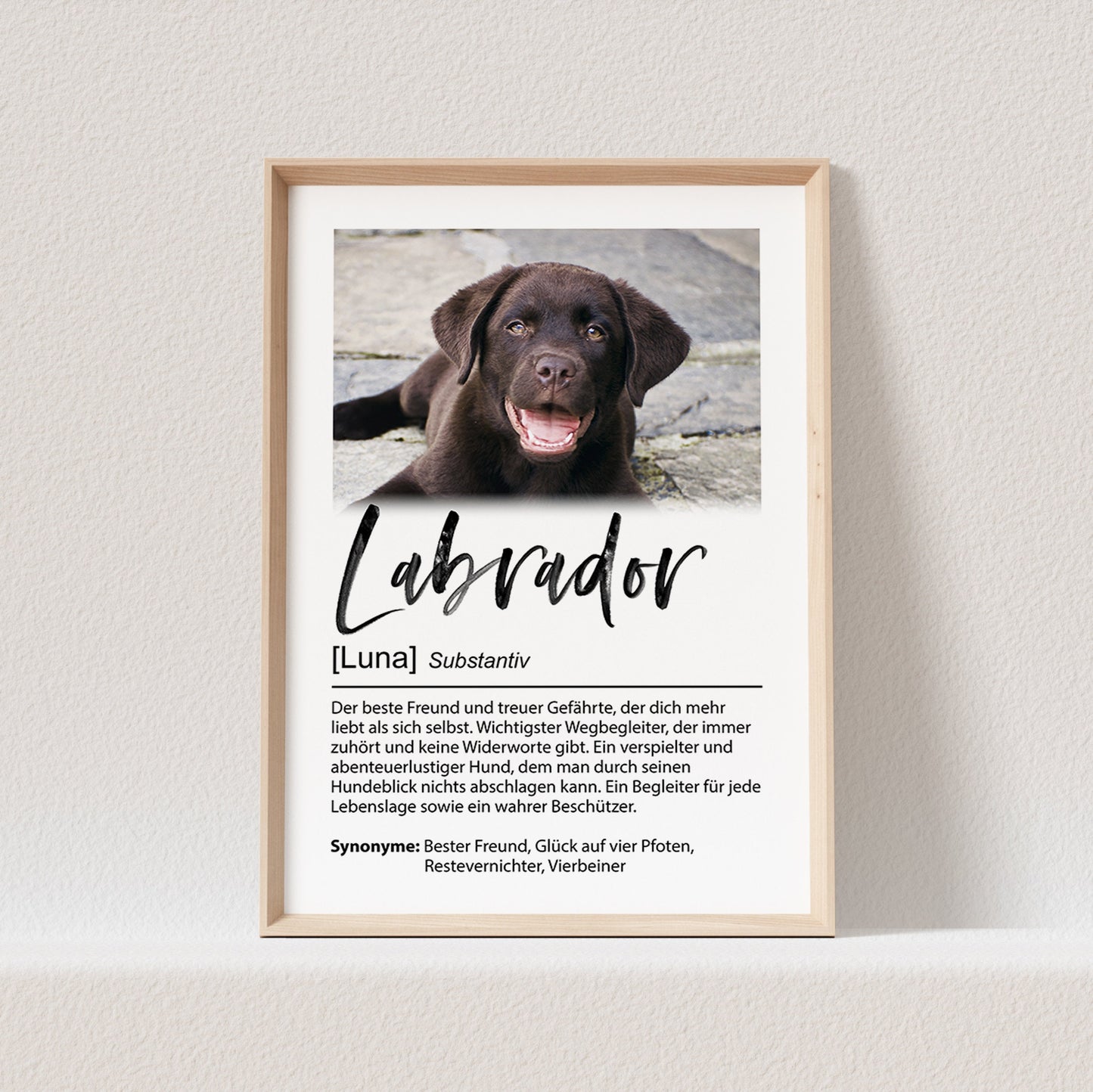 Hundeposter Personalisiert mit Foto Hundebild Hunderasse Definition Hunde Geschenk für Hundebesitzer (OHNE RAHMEN)