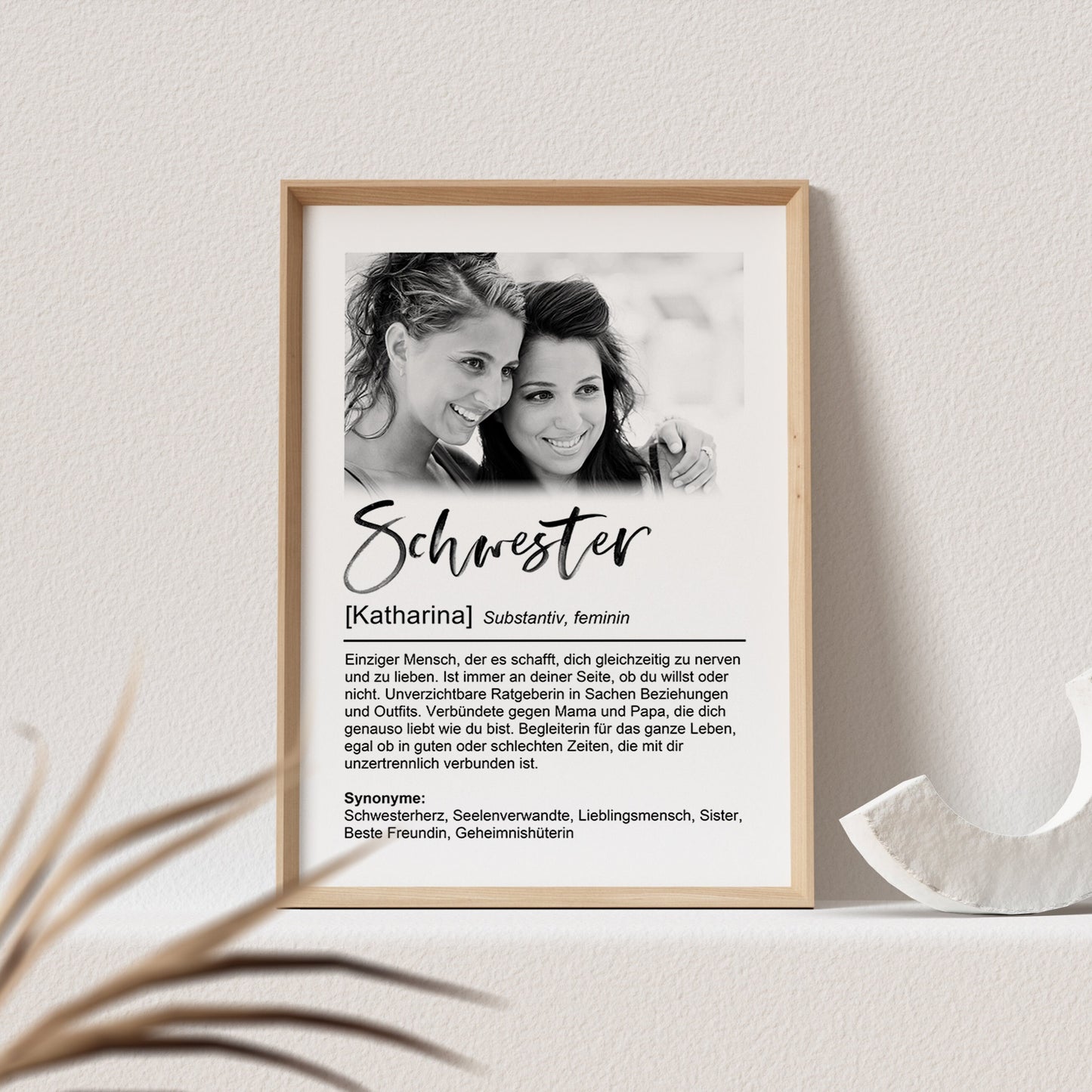 Schwester Definition Poster Mit Foto Personalisiert Geschenk Geburtstag (OHNE RAHMEN)