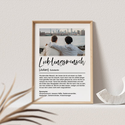 Lieblingsmensch Poster Mit Foto Personalisiert Bild Fotoposter Freundschaft Beste Freundin Geschenk (OHNE RAHMEN)