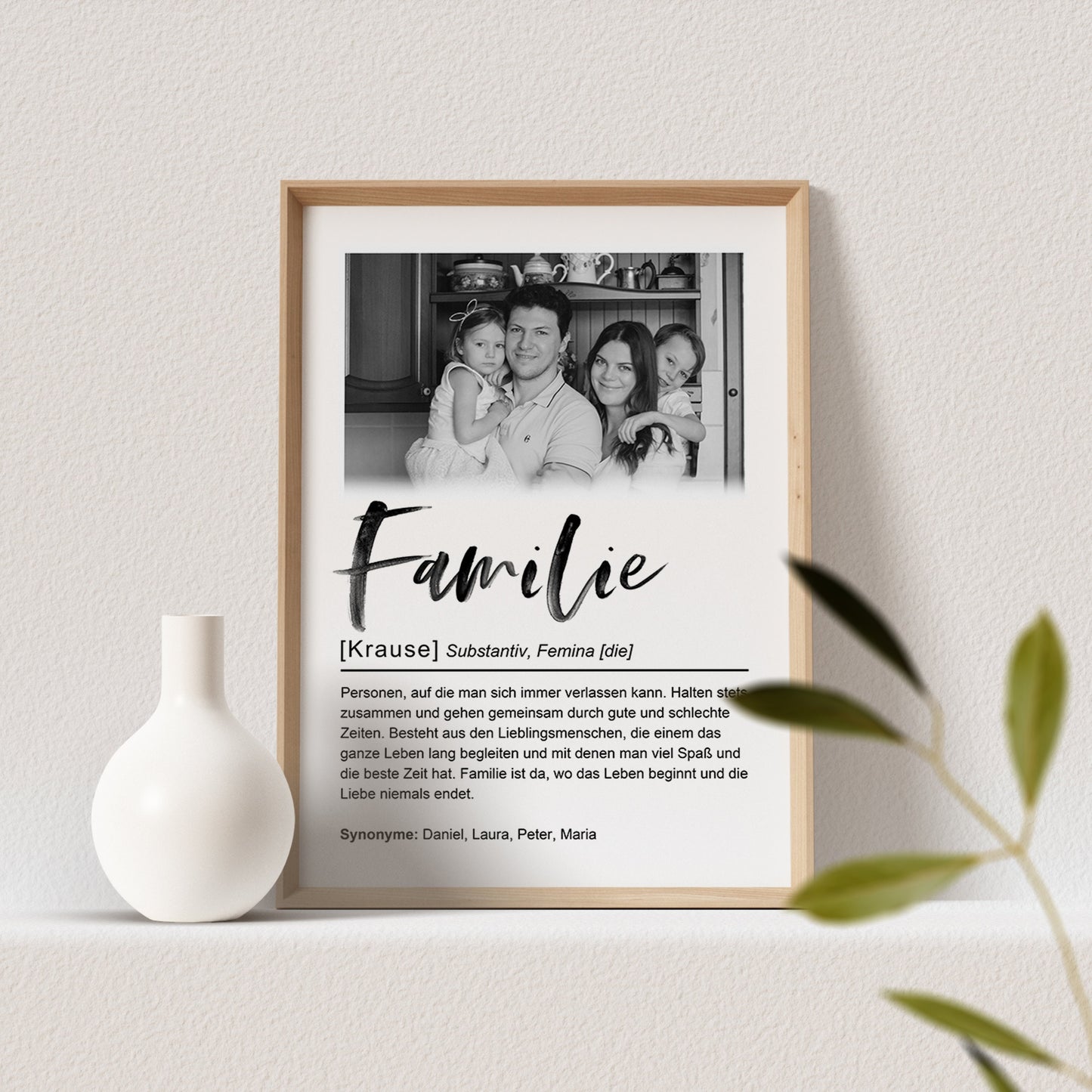 Familienposter Foto Personalisiert Definition Geschenk für Familie Bild (OHNE RAHMEN)