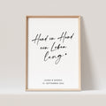 Hochzeitsgeschenk Hochzeitsposter "Hand In Hand Ein Leben Lang" Bild Hochzeit Personalisierbar Hochzeitstag (OHNE RAHMEN)