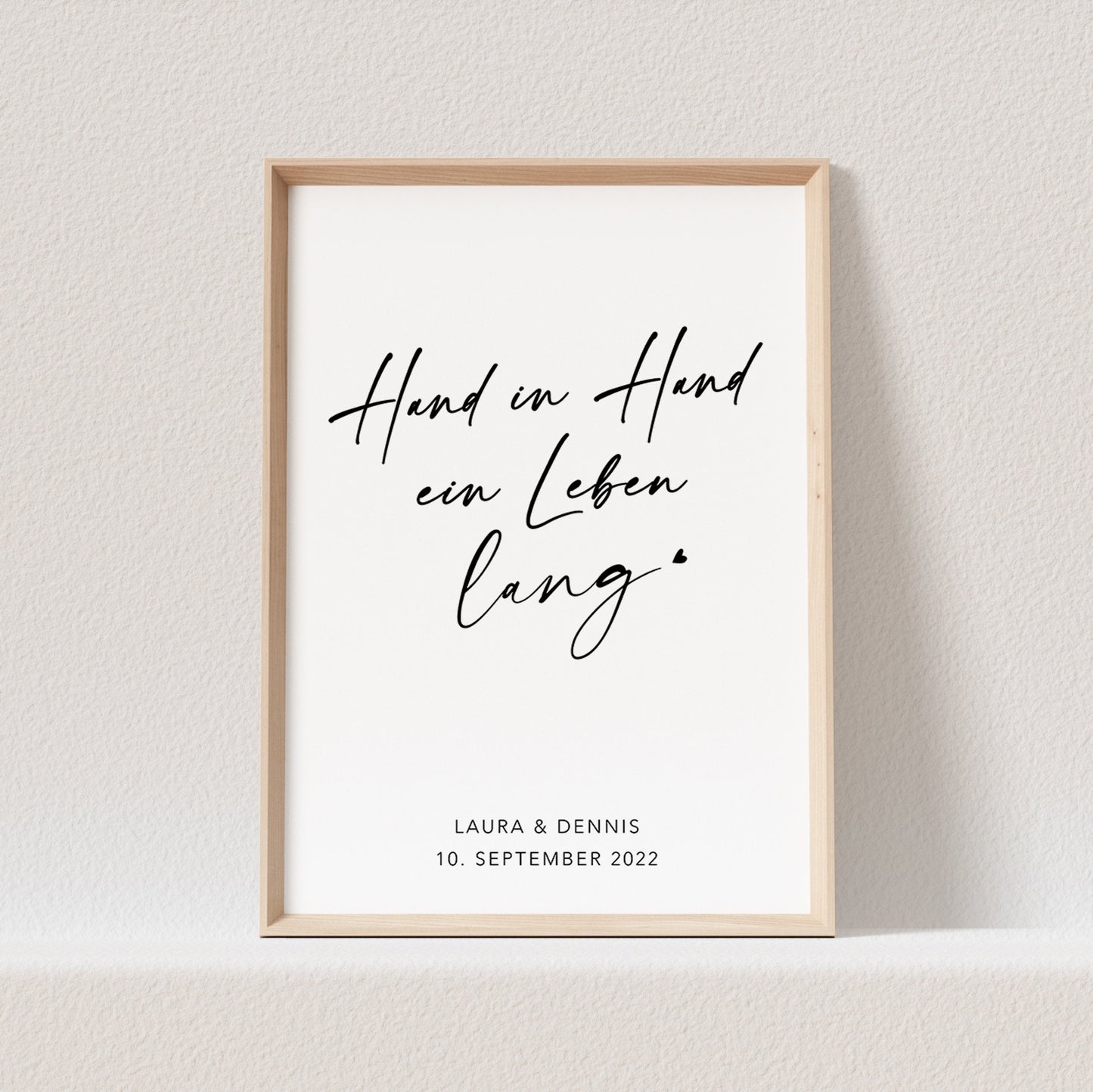 Hochzeitsgeschenk Hochzeitsposter "Hand In Hand Ein Leben Lang" Bild Hochzeit Personalisierbar Hochzeitstag (OHNE RAHMEN)