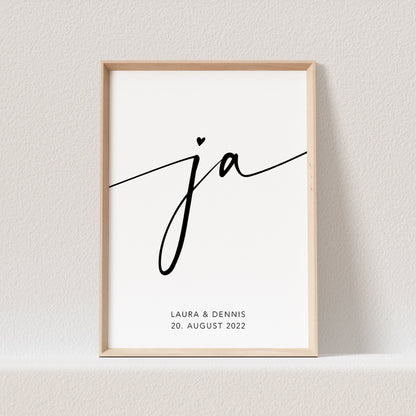 Ja Bild Hochzeit Hochzeitsgeschenk Poster Personalisiert Hochzeitsposter Namen Hochzeitstag Geschenk (OHNE RAHMEN)