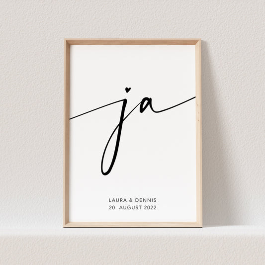 Ja Bild Hochzeit Hochzeitsgeschenk Poster Personalisiert Hochzeitsposter Namen Hochzeitstag Geschenk (OHNE RAHMEN)