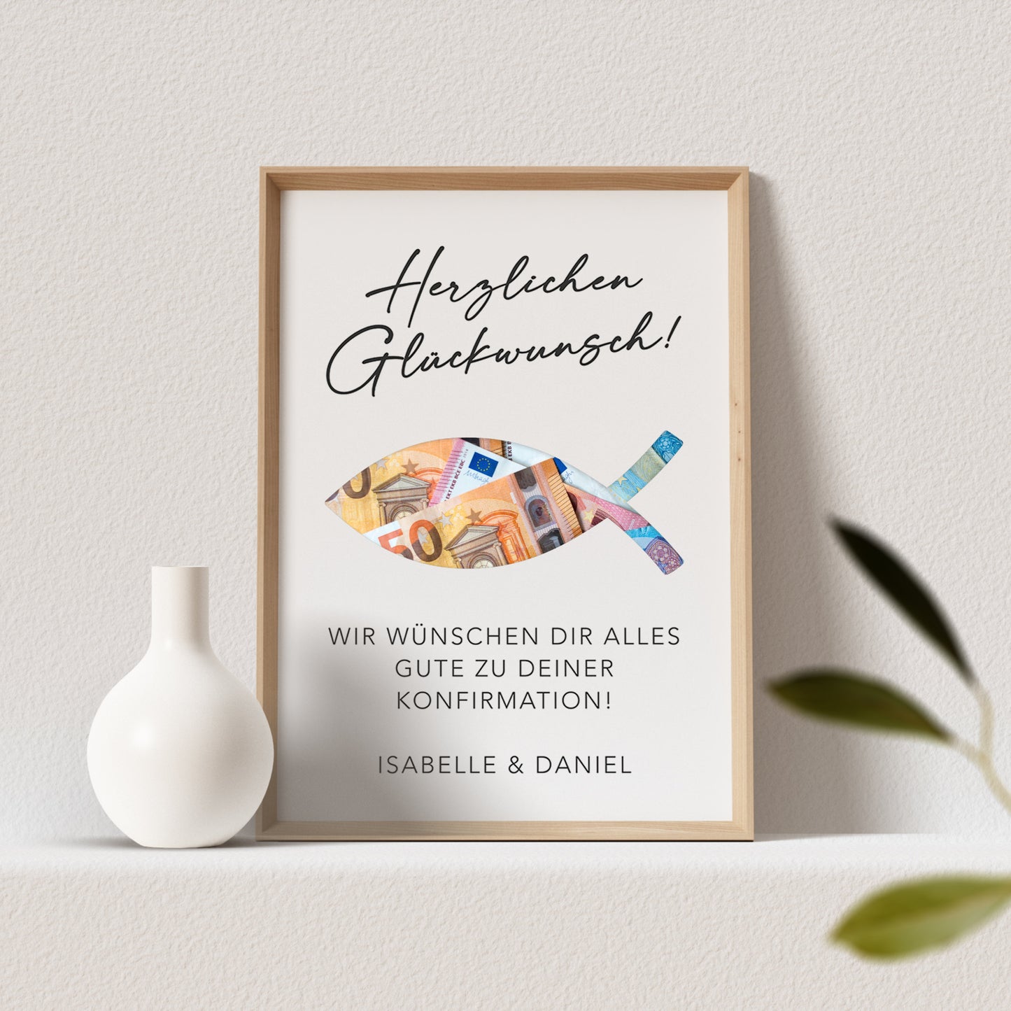 Geldgeschenk Konfirmation Personalisiert Poster Fisch Bild Geld Geschenk (OHNE RAHMEN)