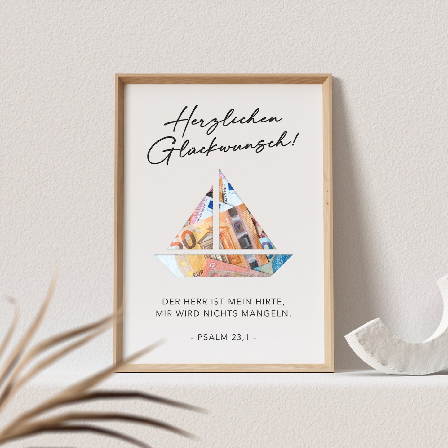 Geldgeschenk Konfirmation Personalisiert Poster Segelboot Bild Geld Geschenk (OHNE RAHMEN)