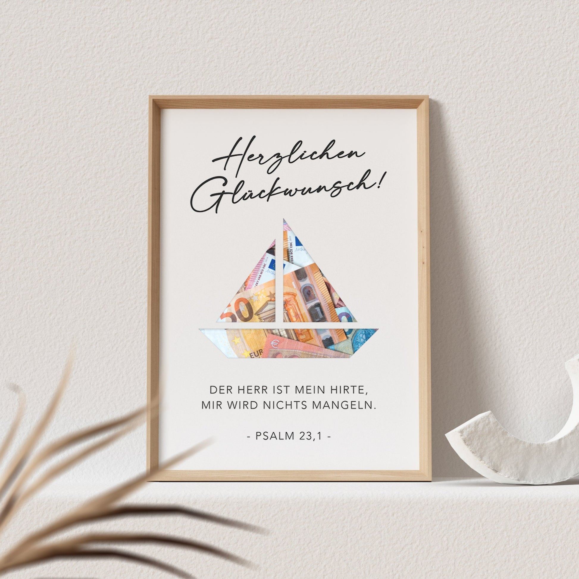 Geldgeschenk Kommunion Personalisiert Poster Segelboot Bild Geld Geschenk (OHNE RAHMEN)