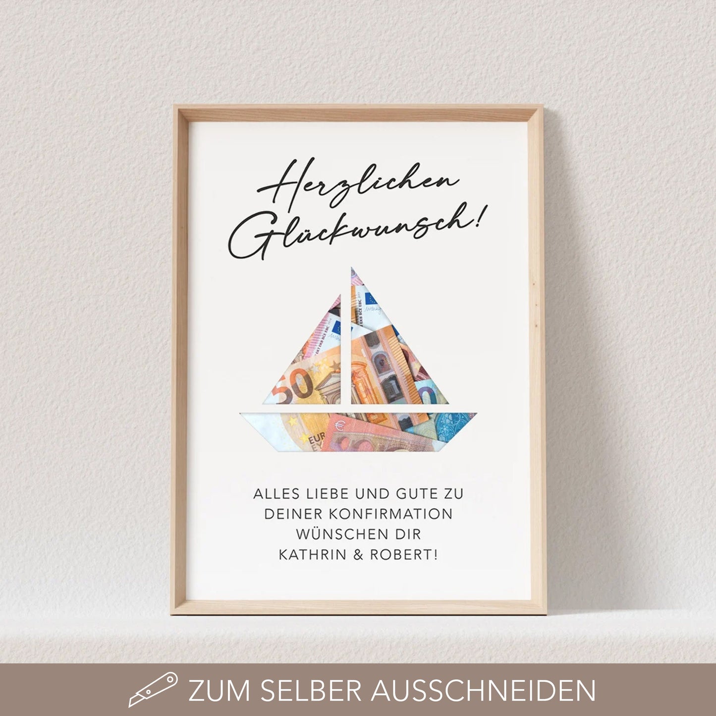 Geldgeschenk Konfirmation Personalisiert Poster Segelboot Bild Geld Geschenk (OHNE RAHMEN)