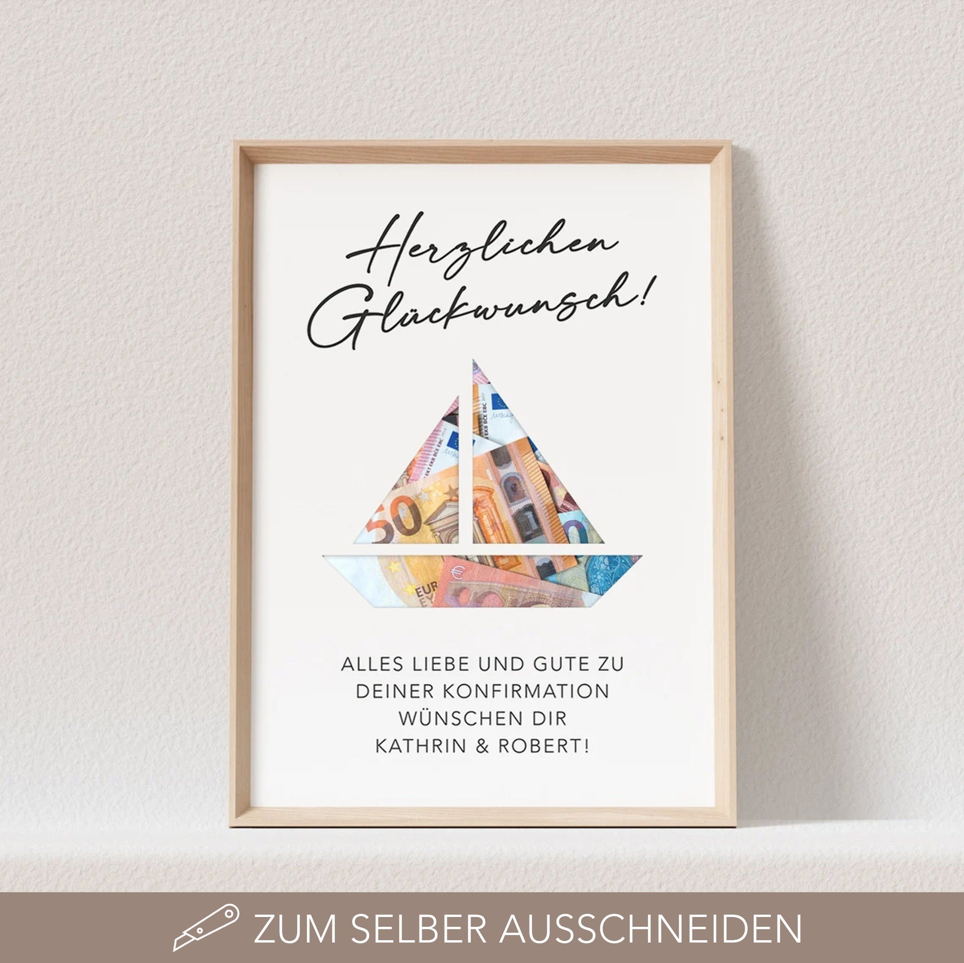 Geldgeschenk Konfirmation Personalisiert Poster Segelboot Bild Geld Geschenk (OHNE RAHMEN)